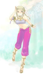 Rule 34 | 1girl, artist request, blonde hair, braid, breasts, final fantasy, final fantasy xii, final fantasy xii revenant wings, long hair, midriff, penelo, smile, solo, twintails