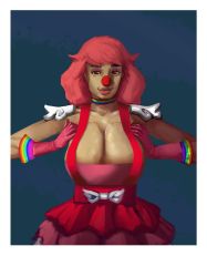 Rule 34 | absurdres, ace attorney, grabbing another&#039;s breast, breasts, clown girl, geiru toneido, grabbing, highres, large breasts, pink hair, self-upload, tagme