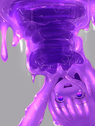 Rule 34 | highres, monster girl, purple eyes, purple hair, rethnick, short hair, slime girl, upside-down
