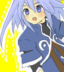 Rule 34 | 00s, 1boy, androgynous, artist request, blue eyes, blue hair, blush, genius sage, long hair, lowres, male focus, matching hair/eyes, open mouth, simple background, solo, tales of (series), tales of symphonia