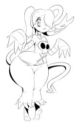 Rule 34 | detached sleeves, highres, leviathan (skullgirls), monochrome, skullgirls, squigly (skullgirls), stitched mouth, stitches, thecon, wide hips, zombie