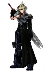 Rule 34 | 1990s (style), blue eyes, cloud strife, dissidia final fantasy, final fantasy, final fantasy vii, kingdom hearts, spiked hair, sword, weapon