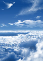 Rule 34 | above clouds, bad id, bad pixiv id, blue theme, cloud, day, monochrome, no humans, ocean, original, scenery, sennotane, sky