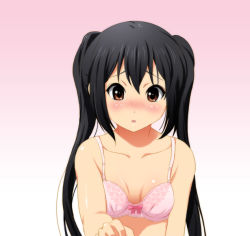Rule 34 | 1girl, bad id, bad pixiv id, black hair, blush, bra, k-on!, lingerie, nakano azusa, shian (my lonly life.), solo, twintails, underwear, underwear only
