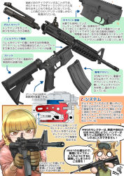 Rule 34 | 2girls, :3, aiming, airsoft review illustrated, animal ears, assault rifle, blonde hair, braid, brown eyes, brown gloves, bushmaster firearms international, carbine, chibi, colt&#039;s manufacturing company, colt defense, daniel defense, diagram, didloaded, eye protectors, fn herstal, gloves, goggles, goggles on head, gun, holding, hood, hoodie, information sheet, japanese text, lewis machine and tool company, long gun, m4 carbine, m4 mws, m4a1, m4a1 mws, modular weapon system, multiple girls, norinco (firearms manufacturer), o o, original, pink hoodie, remington arms, rifle, safety glasses, sarsılmaz arms, short-barreled rifle, side braid, sme ordnance, speech bubble, stock (firearm), taurus (manufacturer company), telescoping stock, text focus, translation request, u.s. ordnance, united defense manufacturing corporation, weapon, weapon focus, weapon profile