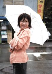 Rule 34 | asian, cardigan, denim, denim skirt, glasses, highres, ono mayumi, photo (medium), skirt, sweater, umbrella