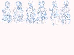 Rule 34 | assaultron, experiment, experimental, female focus, highres, humanoid robot, robot, robot girl, sketch, sketching, unfinished