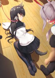 Rule 34 | absurdres, all fours, anal, anal object insertion, anal tail, animal ears, atago (azur lane), ayanami (azur lane), azur lane, bdsm, black hair, black legwear, bondage, bound, breasts, collar, fake tail, feet, highres, himitsu (hi mi tsu 2), large breasts, leash, long hair, md5 mismatch, military, military uniform, no shoes, object insertion, pantyhose, pet play, resolution mismatch, rope, slave, solo focus, tail, uniform