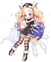 Rule 34 | 1girl, :d, :q, ;d, ^^^, alternate costume, animal, ao jun, argyle, argyle clothes, argyle legwear, azur lane, bag, bag charm, black dress, black footwear, black hat, blonde hair, blue eyes, blush, boots, brown mittens, character charm, character doll, charm (object), diagonal stripes, dress, full body, fur-trimmed boots, fur-trimmed mittens, fur trim, hair ribbon, hat, head tilt, holding, holding animal, kalk (azur lane), kalk (snow fairy schoolgirl) (azur lane), long hair, long sleeves, looking at viewer, mittens, multicolored hair, official art, one eye closed, open mouth, pantyhose, rabbit, ribbon, school bag, smile, solo, streaked hair, striped ribbon, tongue, tongue out, transparent background, two side up, very long hair, white hair, white ribbon, wide sleeves