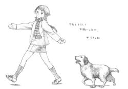 Rule 34 | 1girl, dog, greyscale, mokyu tasuku, mokyusuke, monochrome, short hair, sketch, solo, sweater