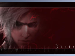 Rule 34 | 00s, 1boy, capcom, character name, dante (devil may cry), devil may cry (series), male focus, portrait, realistic, red theme, serious, solo, wallpaper, white hair