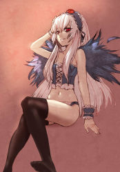 Rule 34 | 00s, 1girl, bow (bhp), corset, doll joints, feet, joints, legs, long hair, panties, red eyes, rozen maiden, solo, suigintou, thighhighs, underwear, white hair, wings, wrist cuffs
