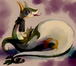 Rule 34 | black scarf, commentary, commission, creature, creatures (company), english commentary, full body, game freak, gen 5 pokemon, glitchedpuppet, highres, nintendo, no humans, pokemon, pokemon (creature), scarf, serperior, solo, tongue, tongue out