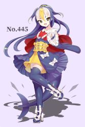 Rule 34 | 1girl, :d, blonde hair, blue hair, blue skirt, blue thighhighs, boots, creatures (company), frilled sleeves, frills, full body, game freak, garchomp, gen 4 pokemon, gloves, heart, heart-shaped pupils, high heel boots, high heels, highres, kuro guren, looking at viewer, nintendo, open mouth, personification, pokemon, skirt, smile, solo, standing, standing on one leg, symbol-shaped pupils, tail, thighhighs, white gloves, white hair, wide sleeves