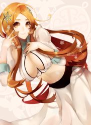 Rule 34 | 1girl, bleach, bleach: sennen kessen-hen, breasts, cleavage, cleavage cutout, clothing cutout, crop top, hair ornament, hairpin, inoue orihime, large breasts, long hair, looking at viewer, midriff, orichie, smile, solo