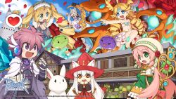 1boy 5girls :3 :d alternate_color animal_ears argyle_clothes argyle_dress bandeau barefoot bell belt black_cat black_footwear black_gloves blonde_hair blue_eyes blue_fire blue_sky blush bow bowtie breasts brown_eyes cape capelet cardinal_(ragnarok_online) cat cat_ears cat_girl character_request cleavage clenched_hands cloak cloud copyright_notice crown dalcom_(ragnarok_online) detached_sleeves dragon dress drill_hair ears_through_headwear elbow_gloves fingerless_gloves fire flat_chest flower food fox fox_ears fruit fur-trimmed_crown furry furry_female gauntlets gem gloves green_eyes grey_dress grey_hair grey_shirt hair_bell hair_between_eyes hair_ornament hat head_wings headphones highres hood hooded_cloak house in-universe_location jingle_bell lace_dress logo long_bangs long_hair medium_breasts melon multiple_belts multiple_girls official_art official_wallpaper on_crescent open_mouth orange_brooch pink_hair pointy_ears princess_meer purple_belt purple_cape purple_capelet purple_eyes purple_gemstone purple_hair rabbit ragnarok_online red_bow red_bowtie red_flower red_hat red_rose rose sandals shadow_cross_(ragnarok_online) shirt short_hair sky sleeveless sleeveless_dress slime_(creature) smile sorcerer_(ragnarok_online) summoner_(ragnarok_online) torn_cape torn_cloak torn_clothes twin_drills twintails ufo upper_body v-shaped_eyebrows white_bandeau white_bow white_cloak white_dress white_hair white_hat white_sleeves wings witch_hat yuichirou |_|