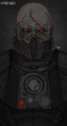 Rule 34 | 1boy, absurdres, armor, darth malgus, glowing, glowing eyes, highres, looking at viewer, mask, red eyes, respirator, scar, sith, solo, star wars, star wars: the old republic, straight-on, tumubar117, wrinkled skin