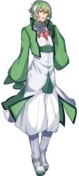Rule 34 | 1boy, arm at side, covered collarbone, creatures (company), full body, game freak, gardevoir, gen 3 pokemon, gloves, green gloves, green hair, green jacket, hair between eyes, hand up, high collar, jacket, jewelry, katagiri hachigou, long sleeves, male focus, medium hair, multicolored hair, necklace, nintendo, open clothes, open jacket, open mouth, personification, pokemon, red eyes, simple background, smile, solo, standing, turtleneck, two-tone hair, white background, white hair