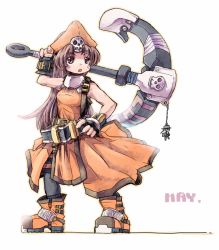 Rule 34 | 1girl, anchor, arc system works, boots, citolo, guilty gear, hat, may (guilty gear), orange hat, orange shirt, shirt, skull, solo