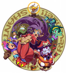 Rule 34 | 4boys, 4girls, :p, abner cadaver, anklet, arabian clothes, beard, bird, blonde hair, blue eyes, blue skin, bolo (shantae), bracer, brown eyes, cannon, character request, coat, colored sclera, colored skin, copyright name, crop top, crossed arms, dark-skinned female, dark persona, dark skin, earrings, everyone, facial hair, forehead jewel, genie, goggles, green hair, harem outfit, harem pants, hat, headband, hood, jewelry, king of unlucky, lamp, lots of jewelry, midriff, mimic (shantae), multiple boys, multiple girls, navel, nega-shantae, nintendo, octopus, oil lamp, one eye closed, pants, parody, pirate, pirate hat, poe (shantae), purple hair, purple skin, red eyes, risky boots, rottytops, shantae, shantae (series), ship, skull and crossbones, skull earrings, sky (shantae), smile, squid baron, style parody, tank top, the legend of zelda, the legend of zelda: oracle of ages, the legend of zelda: oracle of seasons, tiara, tinkerbat, tongue, tongue out, watercraft, wayforward, white hair, wrench (shantae), yellow sclera, zombie