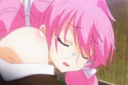 Rule 34 | 1girl, animated, animated gif, bare shoulders, blush, clothed sex, closed eyes, glasses, moaning, outdoors, pink hair, rance (series), rance 01, ribbon, sex, sill plain