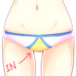 Rule 34 | 1boy, adapted costume, androgynous, cowboy shot, crotch, english text, hakuryuu (inazuma eleven), hoppu, inazuma eleven (series), inazuma eleven go, lower body, lowres, male focus, navel, panties, profile picture, simple background, solo, thigh gap, trap, underwear, unlimited shining, white background