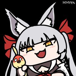 Rule 34 | 1girl, :3, animal ear fluff, animal ears, animated, animated gif, asanagi (azur lane), azur lane, blush, bow, breasts, chinese commentary, commentary request, fangs, fox ears, fox girl, grey hair, hair bow, half-closed eyes, looking at viewer, looping animation, lowres, manjuu (azur lane), open mouth, red bow, seseren, simple background, small breasts, transparent background