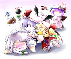 Rule 34 | 0 0, 6+girls, :d, ^^^, ^ ^, bat wings, blonde hair, blue hair, chibi, cirno, closed eyes, crescent, daiyousei, drooling, embodiment of scarlet devil, artistic error, closed eyes, fallen down, flandre scarlet, flying, green hair, hat, head wings, highres, hong meiling, is that so, izayoi sakuya, knife, koakuma, md5 mismatch, multiple girls, one eye closed, open mouth, pacifier, patchouli knowledge, purple hair, red eyes, red hair, remilia scarlet, rumia, rumia (darkness), saliva, silver hair, smile, so moe i&#039;m gonna die!, star (symbol), touhou, wings, wink, yume shokunin