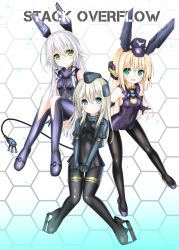Rule 34 | 3girls, ahoge, altina orion, baselard, black gloves, black leggings, black leotard, black pants, black shirt, blonde hair, blue eyes, bodysuit, boots, cable, cable tail, covered navel, cropped jacket, crossover, eiyuu densetsu, elbow gloves, falcom, frame arms girl, full body, gloves, green eyes, grey hair, hair between eyes, hair flaps, hat, highres, jacket, kantai collection, knees together feet apart, knees up, langley1000, leggings, leotard, long hair, mechanical tail, multiple crossover, multiple girls, open mouth, pants, pantyhose, sen no kiseki, shirt, shoes, sitting, smile, tail, thigh boots, thigh strap, thighhighs, tight clothes, tight pants, u-511 (kancolle)
