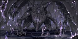 Rule 34 | all fours, artist name, cave, character name, claws, dark souls (series), dark souls iii, darkeater midir, dragon, facing viewer, full body, highres, ibuo (ibukht1015), leaning forward, multiple wings, no humans, scales, solo, spine, spirit, stalactite, teeth, water, western dragon, wings