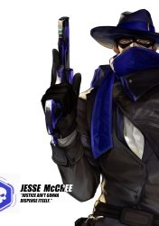 Rule 34 | 1boy, absurdres, bad proportions, cassidy (overwatch), chino1048, cowboy hat, domino mask, gun, handgun, hat, highres, looking at viewer, male focus, mask, mystery man cassidy, official alternate costume, overwatch, overwatch 1, revolver, scarf, solo, upper body, weapon