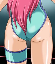 Rule 34 | 1girl, ass, ass focus, back, breasts, close-up, legband, leotard, long hair, mighty yukiko, pink hair, taroimo (00120014), thigh strap, wrestle angels, wrestle angels survivor, wrestling outfit, wrestling ring