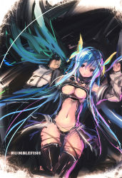 Rule 34 | arc system works, asymmetrical wings, blue hair, breasts, dizzy (guilty gear), guilty gear, large breasts, long hair, red eyes, refeia, sketch, tail, thighhighs, wings