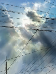 Rule 34 | cloud, day, necona, no humans, power lines, scenery, sky, sunlight