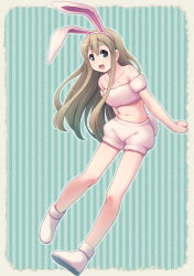 1girl animal_ears blonde_hair blue_eyes boots eyebrows female_focus highres k-on! kotobuki_tsumugi long_hair rabbit_ears sayousuke short_shorts shorts solo