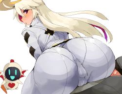 Rule 34 | 1girl, arc system works, ass, blonde hair, blush, from behind, guilty gear, huge ass, jack-o&#039; valentine, long hair, looking back, minakami (flyingman555), red eyes, sitting, thick thighs, thighs, trefoil