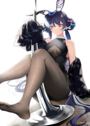 Rule 34 | 1girl, allen m. sumner (azur lane), allen m. sumner (charming rabbit) (azur lane), animal ears, ass, azur lane, bare shoulders, between legs, black jacket, black leotard, blue bow, blue hair, bodysuit, bow, braid, braided bun, breasts, clothing cutout, double bun, expressionless, fake animal ears, feet, fine fabric emphasis, frown, hair between eyes, hair bow, hair bun, hair ornament, hairclip, hand up, highres, holding, holding pole, jacket, knees together feet apart, legs, legs up, leotard, long hair, long sleeves, medium breasts, no shoes, off shoulder, official alternate costume, on floor, open clothes, open jacket, orange eyes, pantyhose, pink bow, playboy bunny, pole, pole dancing, rabbit ears, rabbit pin, red eyes, sitting, solo, thighs, twintails, underboob cutout, unzipped, very long hair, white bow, xi ying
