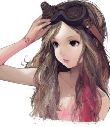 Rule 34 | 1girl, bad id, bad twitter id, blonde hair, goggles, goggles on head, image sample, long hair, looking away, original, portrait, purple eyes, shiro shougun, simple background, solo, white background