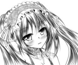 Rule 34 | 10s, 1girl, bare shoulders, blush, clock, clock eyes, collar, date a live, detached collar, folko, greyscale, hairband, heterochromia, lolita fashion, lolita hairband, long hair, looking at viewer, monochrome, parted lips, ribbon, simple background, sketch, solo, symbol-shaped pupils, tokisaki kurumi, tsurime, twintails, upper body, white background