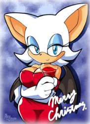 Rule 34 | aku tojyo, alcohol, cup, dress, drinking glass, covered erect nipples, furry, glass, lowres, merry christmas, rouge the bat, sonic (series), wine, wine glass