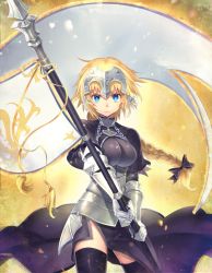 Rule 34 | 10s, armor, bad id, bad pixiv id, black thighhighs, blonde hair, blue eyes, braid, fate/extra, fate (series), jeanne d&#039;arc (fate), jeanne d&#039;arc (ruler) (fate), joan of arc (fate/extra), long hair, polearm, solo, thighhighs, warrior, weapon
