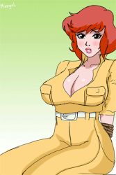 Rule 34 | 1980s (style), 1girl, animated, animated gif, april o&#039;neil, arms behind back, bdsm, blush, bondage, bouncing breasts, bound, breasts, green background, knife, large breasts, lipstick, makeup, meegol, nipples, retro artstyle, red hair, restrained, retro artstyle, rope, short hair, sitting, teenage mutant ninja turtles, torn clothes