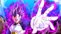 Rule 34 | 1boy, armor, aura, blue sky, dragon ball, dragon ball super, gloves, looking at viewer, muscular, rom (20), serious, sky, solo, spiked hair, standing, ultra ego (dragon ball), upper body, vegeta, yellow eyes