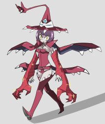 Rule 34 | appmon, claws, digimon, hat, highres, long hair, pointy ears, purple hair, warudamon, witch hat, yellow eyes