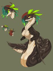 Rule 34 | 1girl, coatl, fangs, feathered serpent, feathered wings, feathers, furry, furry female, green eyes, highres, lamia, meziro001, monster girl, quetzalcoatl (mythology), snake, solo, tongue, wings