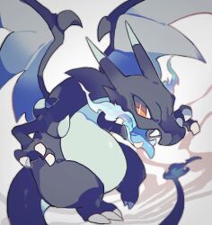 Rule 34 | akadako, animal focus, bags under eyes, breath weapon, breathing fire, bright pupils, charizard, claws, creatures (company), dragon, fangs, fire, flame-tipped tail, game freak, gen 1 pokemon, grey background, grey outline, looking at viewer, mega charizard x, mega pokemon, nintendo, no humans, one-hour drawing challenge, open mouth, pokemon, pokemon (creature), red eyes, slit pupils, solo, tongue, tongue out, white pupils