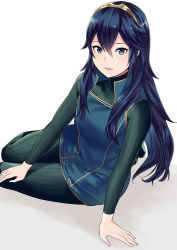 Rule 34 | 1girl, ameno (a meno0), bad id, bad twitter id, blue eyes, blue hair, fire emblem, fire emblem awakening, hair between eyes, highres, long hair, long sleeves, looking at viewer, lucina (fire emblem), nintendo, open mouth, simple background, sitting, smile, solo, symbol-shaped pupils, tiara, very long hair, white background