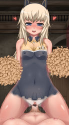 Rule 34 | 1futa, 1girl, absurdres, animal ears, bed, blonde hair, blue eyes, blush, bodypaint, breasts, censored, cheerleader, cowgirl position, cum, drooling, futa with female, futanari, girl on top, heart, heart censor, helma lennartz, highres, long hair, lying, medium breasts, monizumi ishikawa, navel, nipples, nude, on back, open mouth, penis, pointless censoring, pom pom (cheerleading), pov, pussy, pussy juice, see-through, sex, smile, solo focus, straddling, strike witches, strike witches: suomus misfits squadron, sweat, vaginal, world witches series