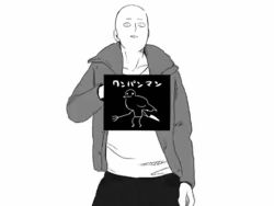 Rule 34 | 4boys, animated, animated gif, artist request, dancing, genos, looking at viewer, male focus, multiple boys, mumen rider, one-punch man, onsoku no sonic, saitama (one-punch man), simple background, white background