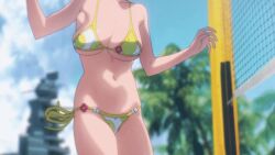 Rule 34 | 1girl, animated, animated gif, ball, beach, bikini, breasts, cleavage, dead or alive, dead or alive xtreme, honoka (doa), large breasts, long hair, lowres, nao (pixiv 5120470), pink eyes, pink hair, smile, solo, swimsuit, volleyball, volleyball (object)